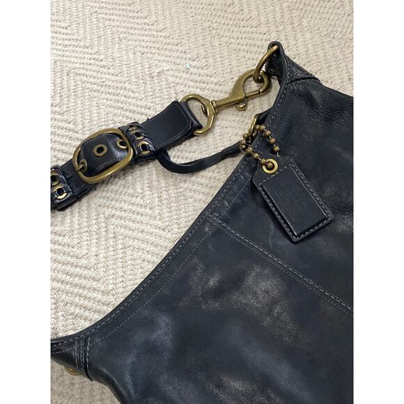 Coach Bleeker Tattersall Leather Duffle Bag Black Purse Vintage Shoulder Bag - Picture 5 of 8